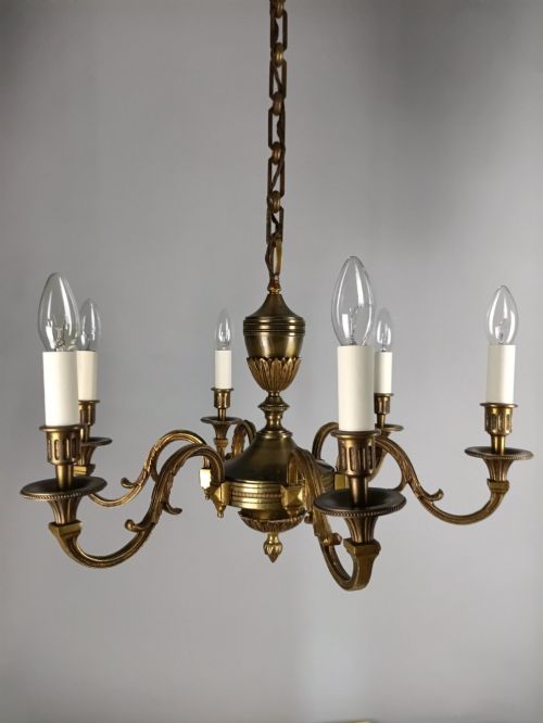 French 6 Light Bronze Antique Chandelier
