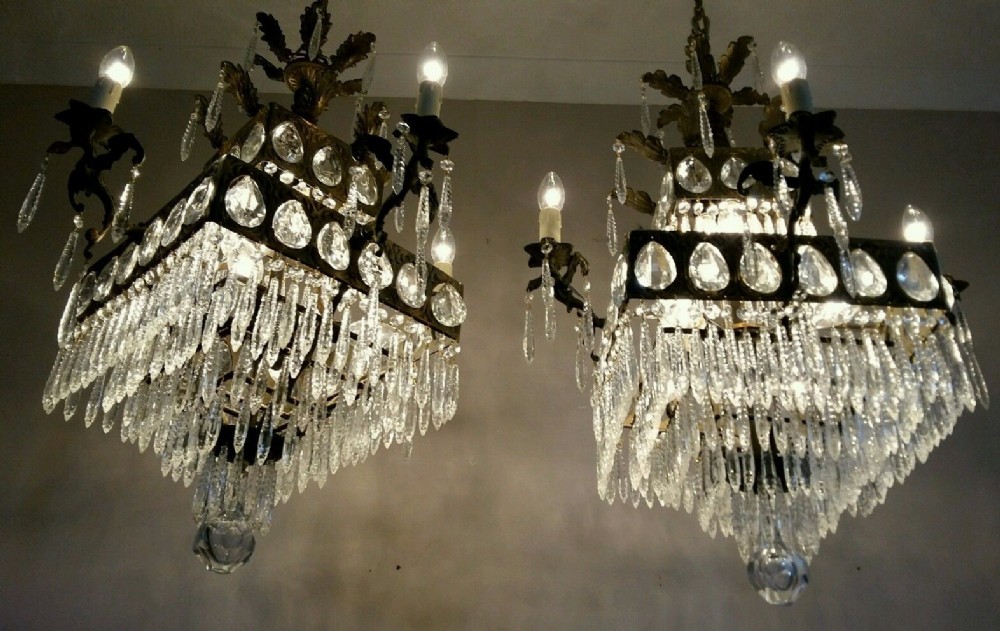 Pair of Colonial Dragon Chandeliers c1910