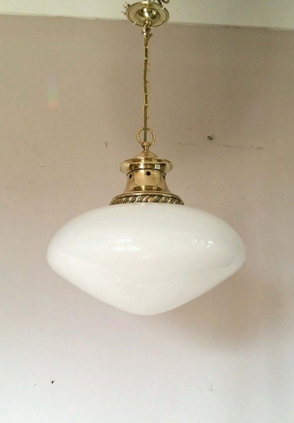 Edwardian Opaline Chapel Ceiling Lamp 