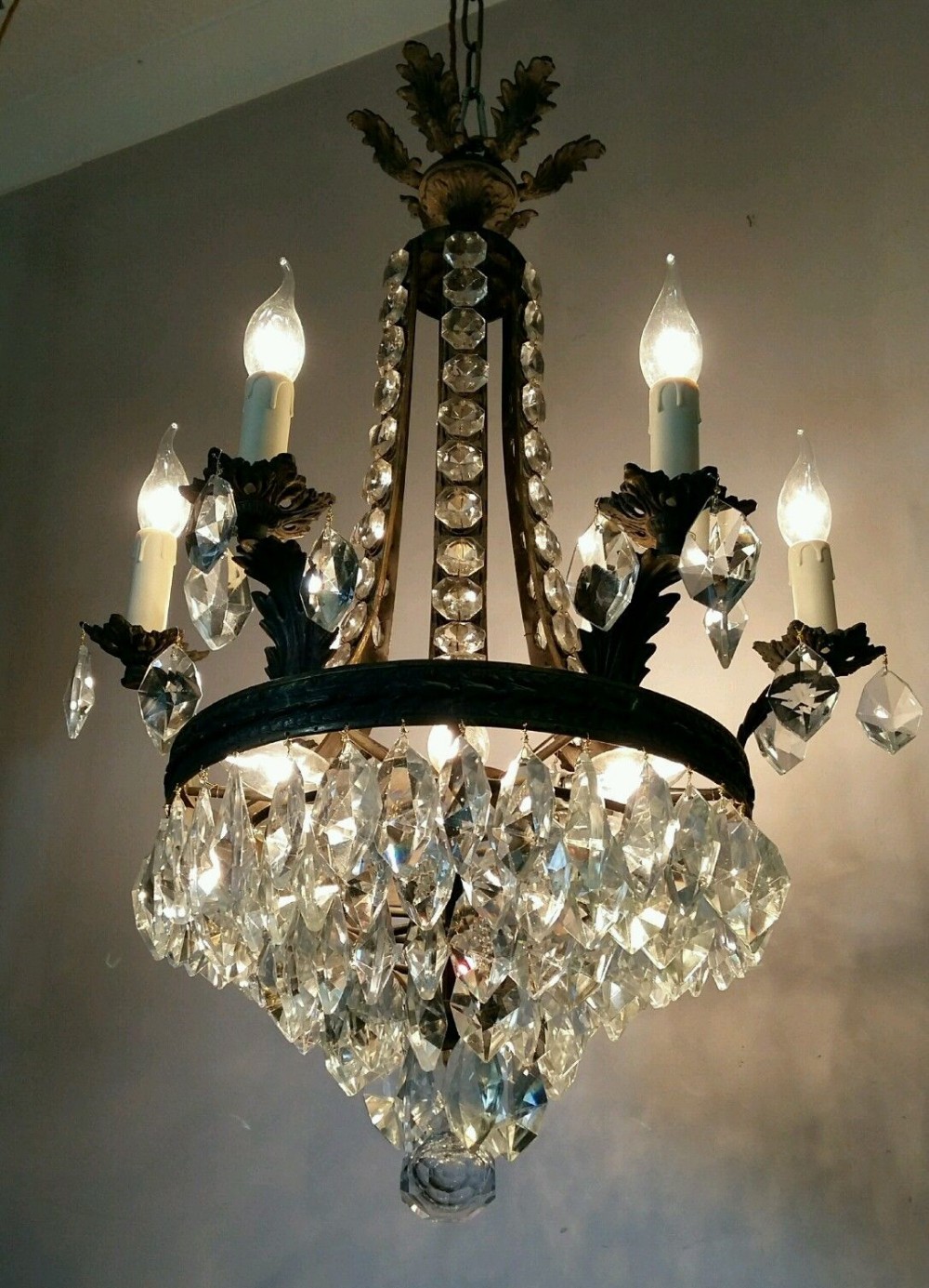 Antique Empire Style Crystal Chandelier 