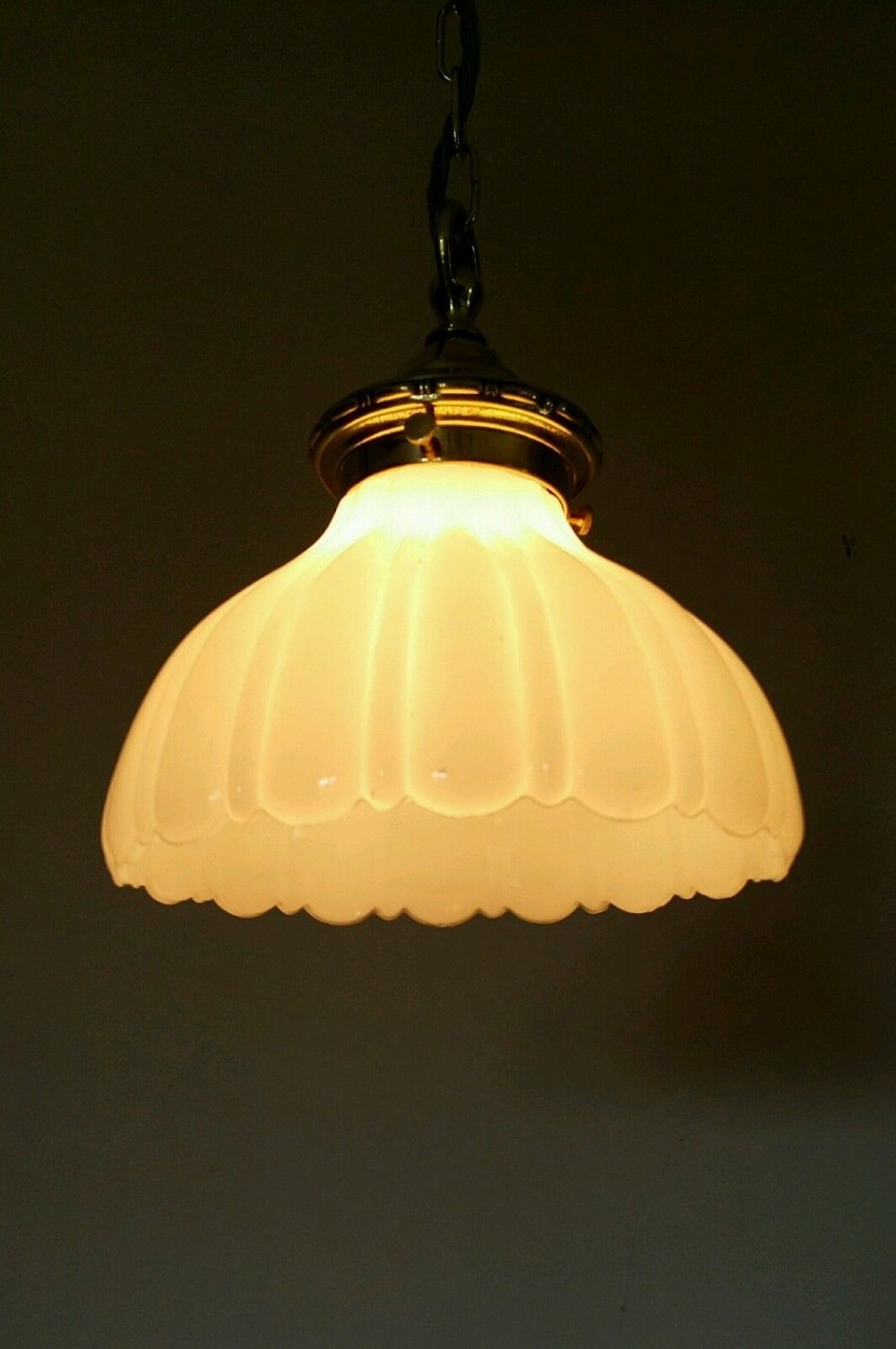 Edwardian c1900 Milk White Ceiling Lamp Light With Registration No