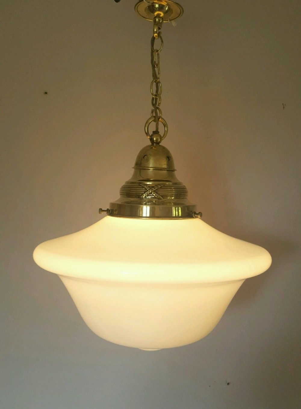 Large Opaline Chapel Ceiling Lamp