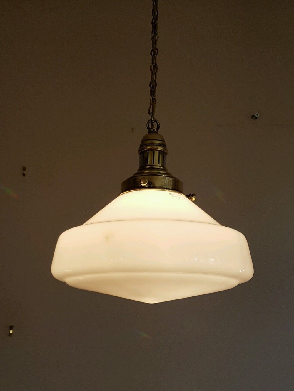 c1920 Philips Opaline Chapel Ceiling Lamp Original Gallery Fully Rewired