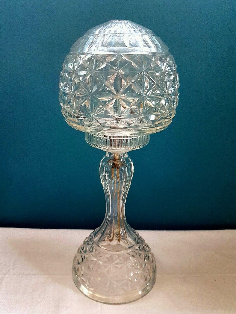 c1920 Cut Crystal Mushroom Table Lamp