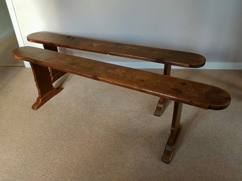Pair of Antique Victorian Long Pine Benches
