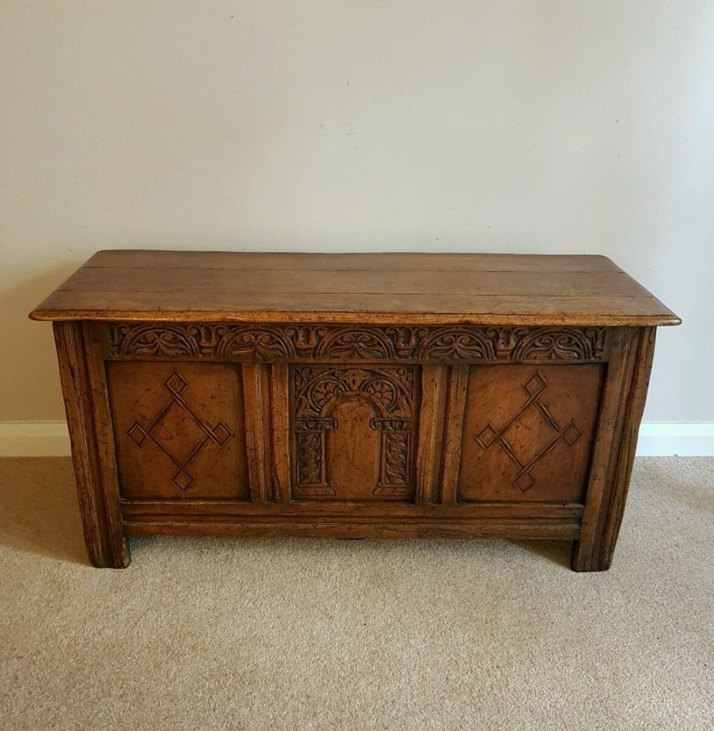 c1890 Small Oak Coffer Chest