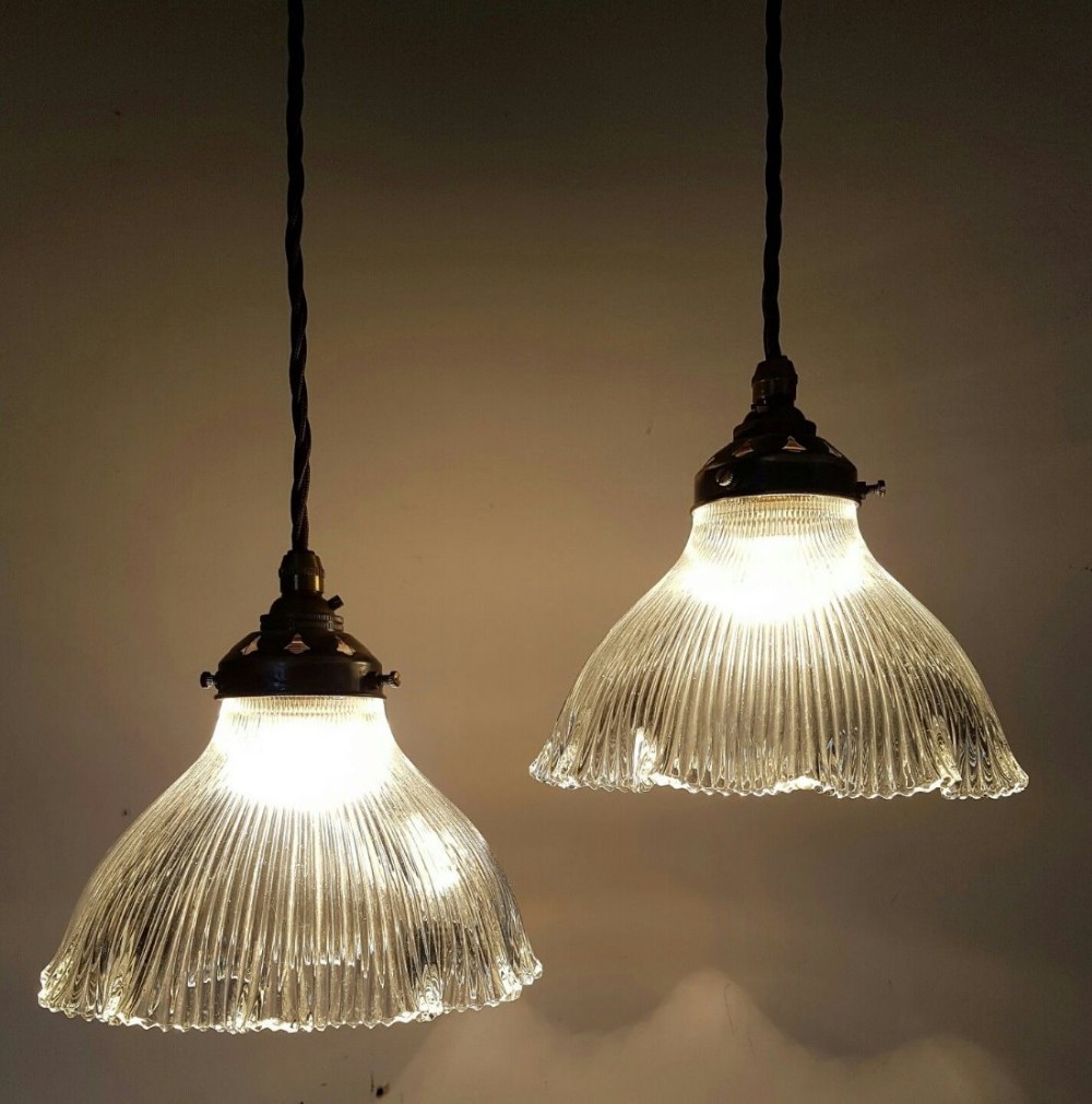 Pair of Holophane Ceiling Lights