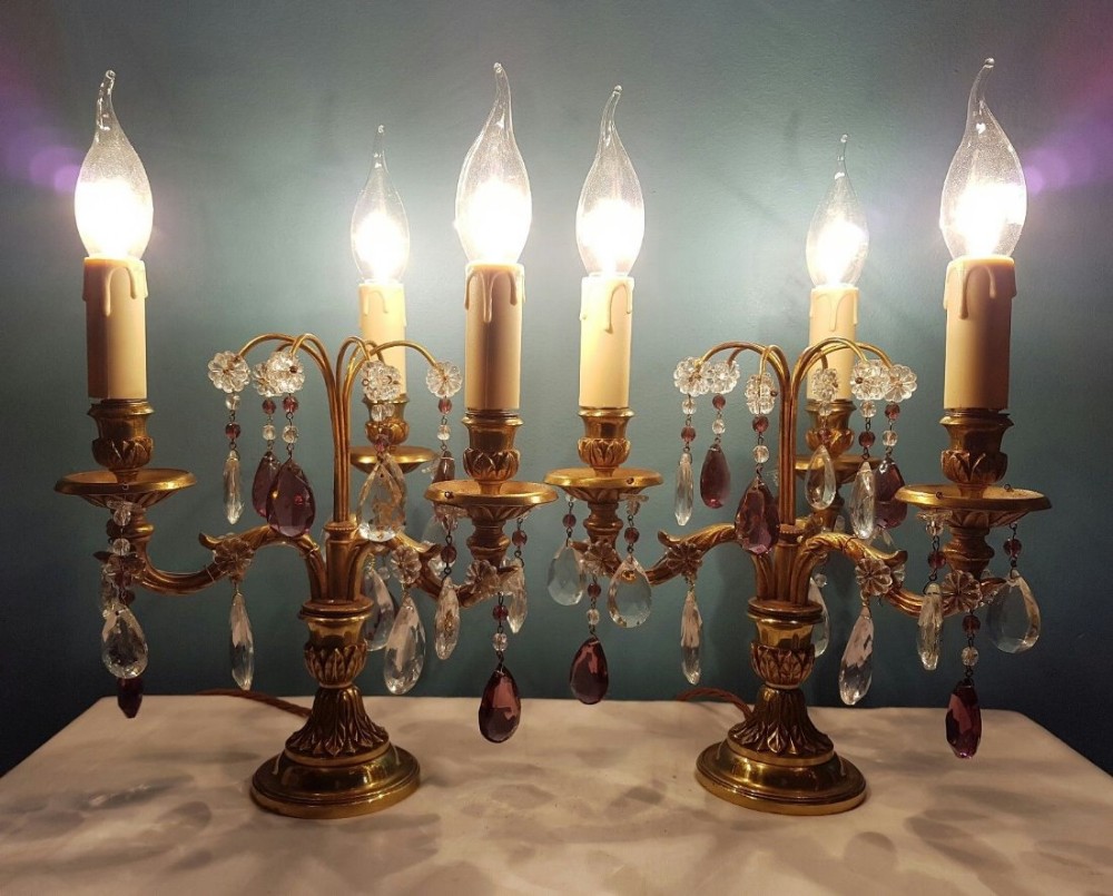 Pair of French Candelabra Table Lamps c1910