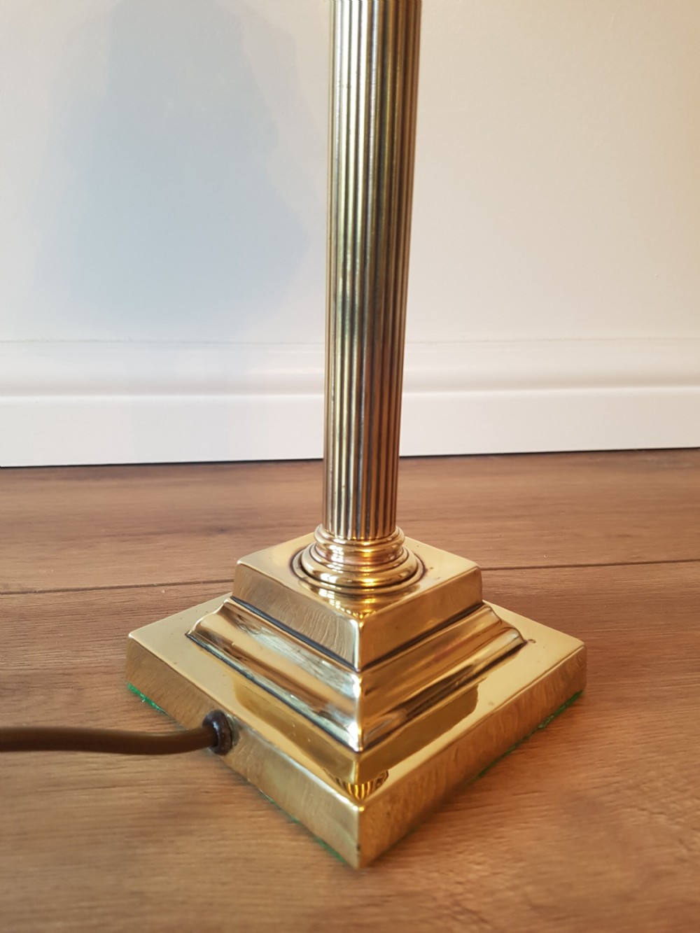 Corinthian Column Table Lamp with Blue Ceramic Shade; PAT Tested View IX
