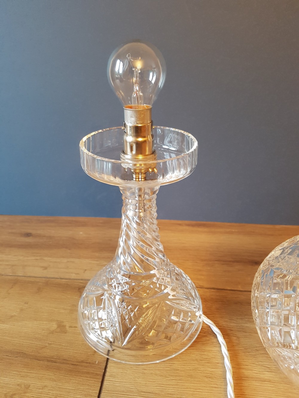 1920's Cut Crystal Mushroom Tiffany Style Table Lamp, Rewired & PAT Tested View IX