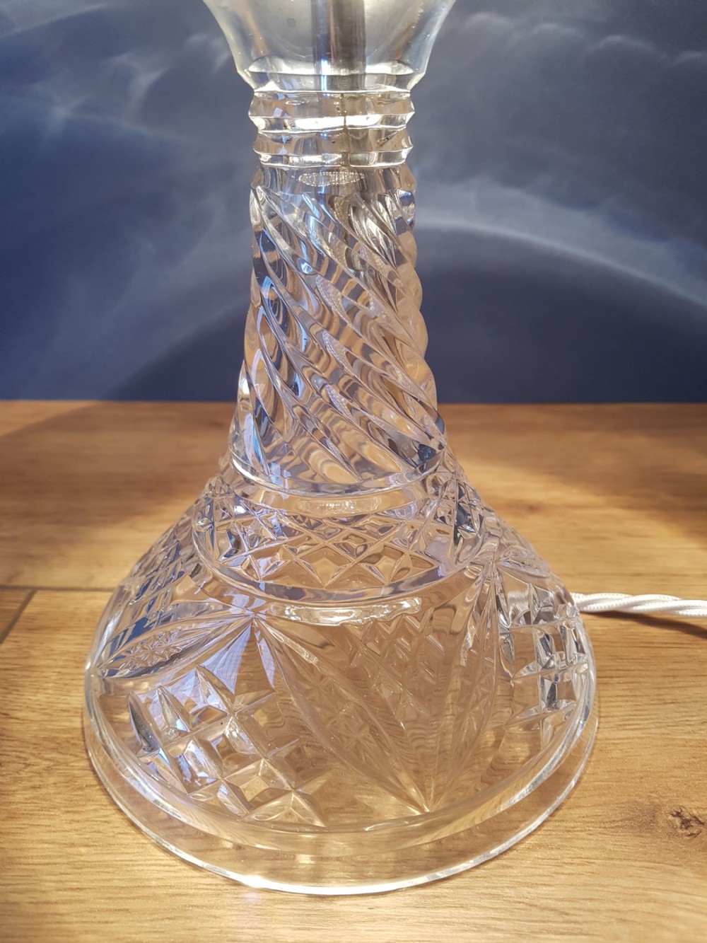 1920's Cut Crystal Mushroom Tiffany Style Table Lamp, Rewired & PAT Tested View X