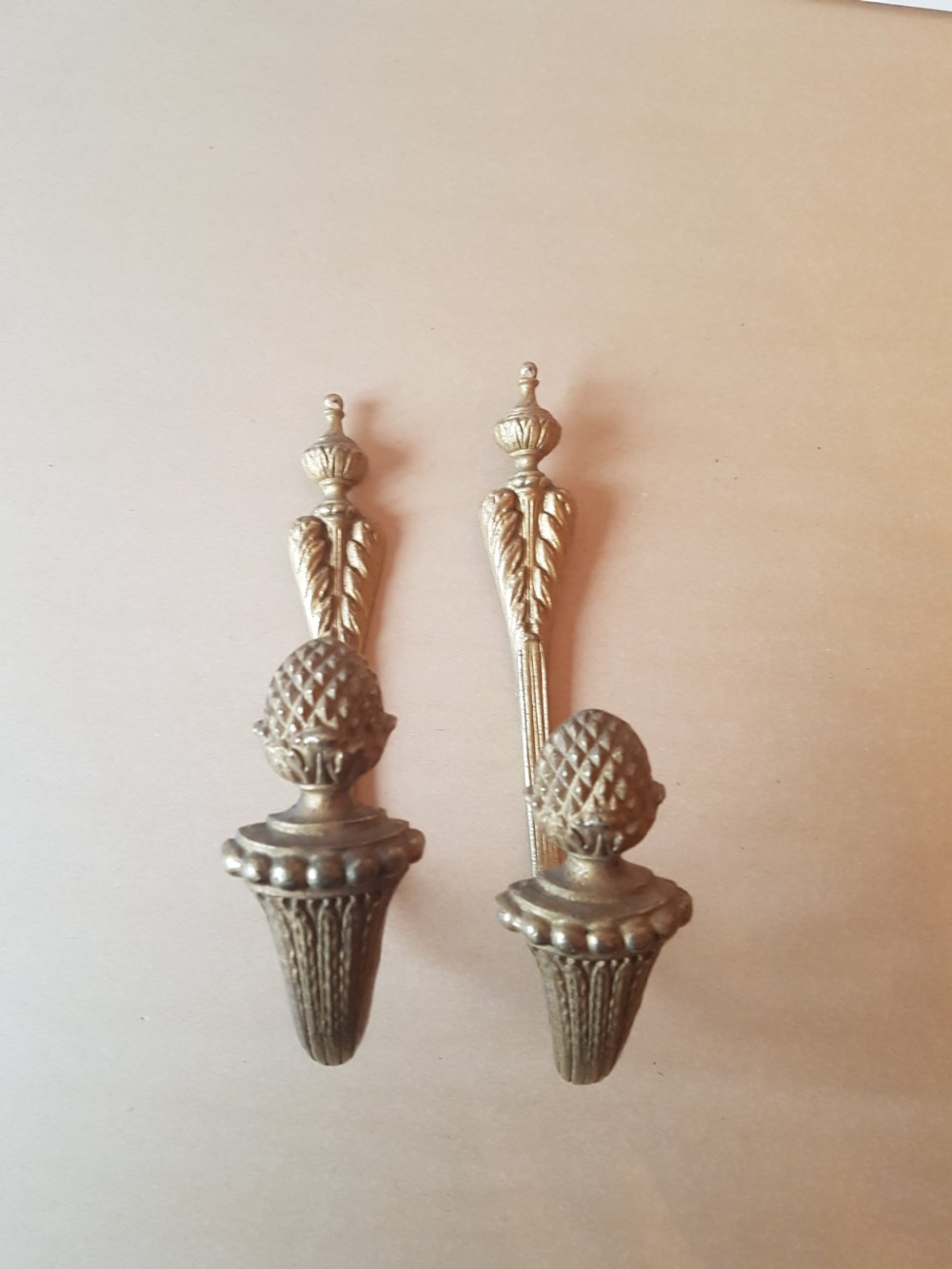 Pair of French Gilded Brass Curtain Tie Backs; c1900 View V