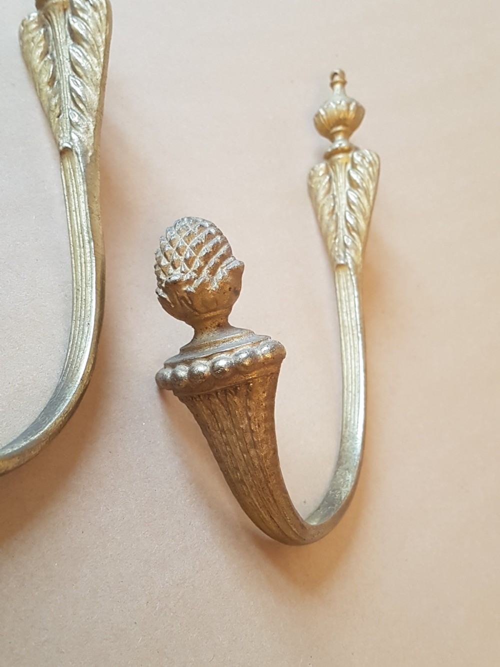 Pair of French Gilded Brass Curtain Tie Backs; c1900 View VII