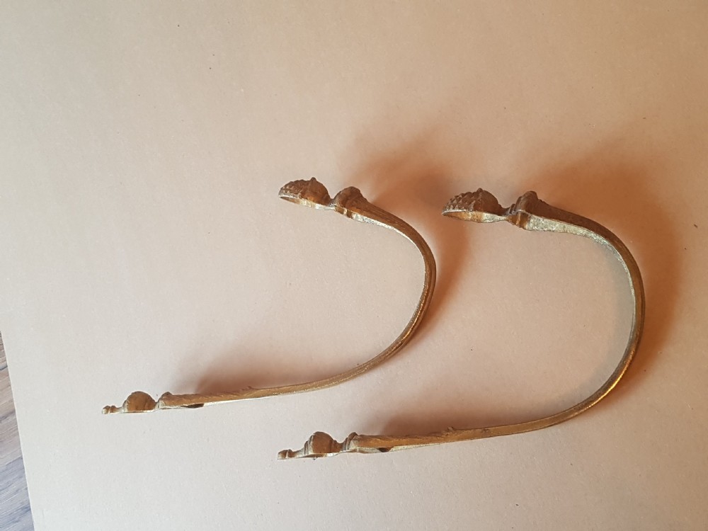 Pair of French Gilded Brass Curtain Tie Backs; c1900 View VIII