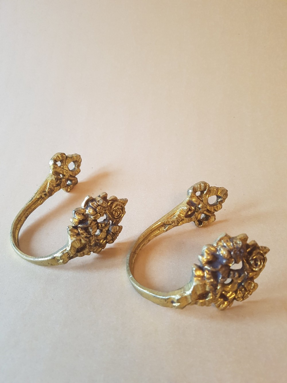 Pair of Small French Gilded Brass Curtain Tie Backs; c1900 View III