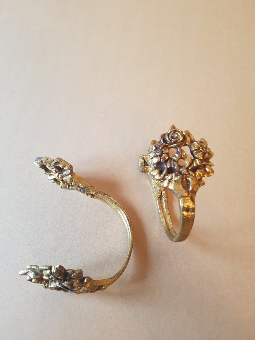 Pair of Small French Gilded Brass Curtain Tie Backs; c1900 View VI