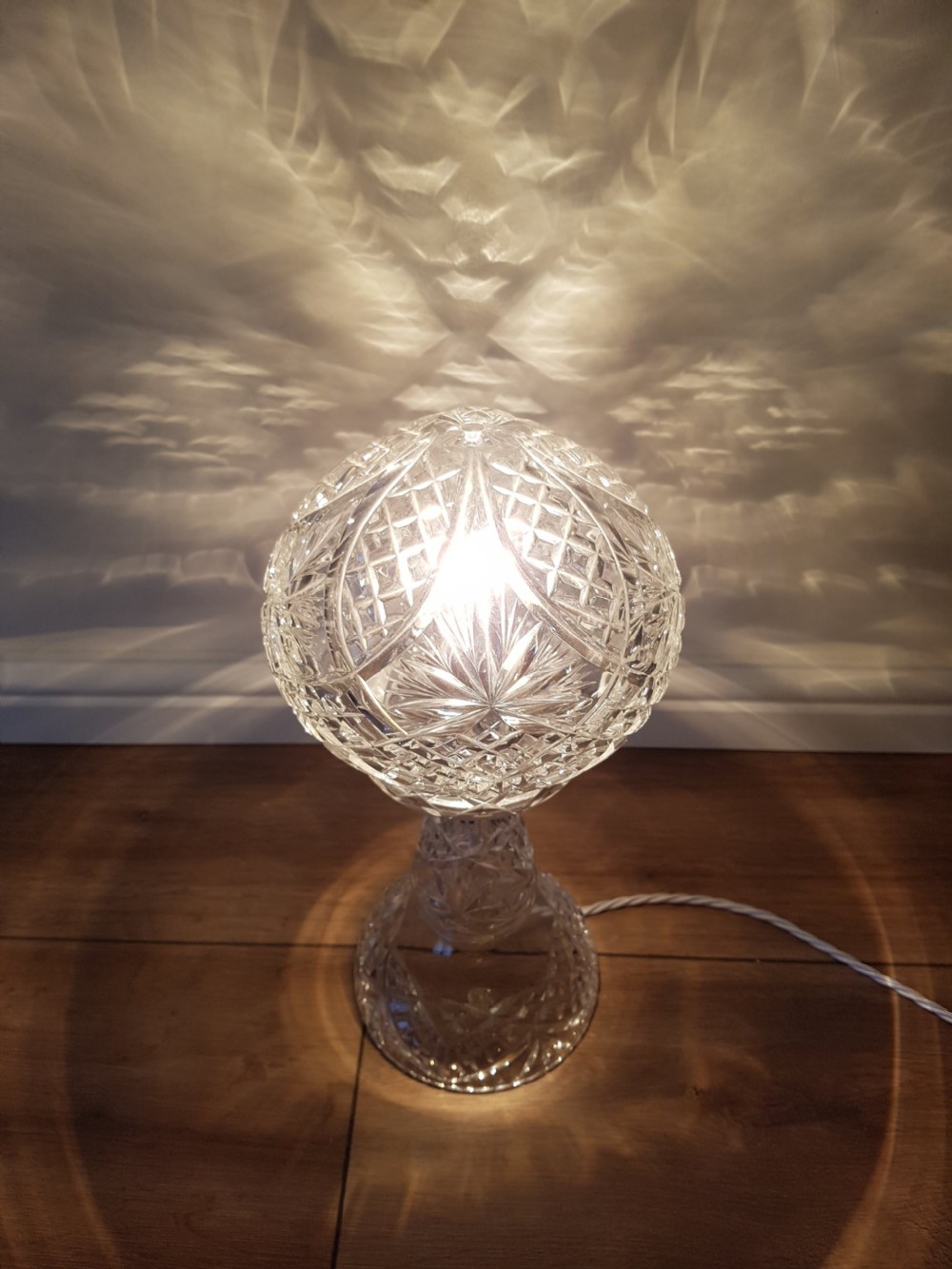 1920's Cut Crystal Mushroom Table Lamp; PAT Tested View III