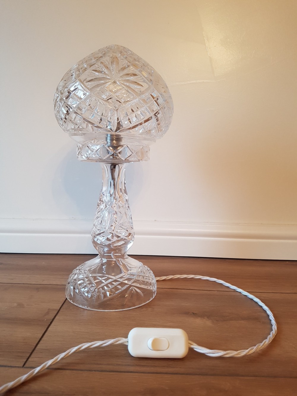 1920's Cut Crystal Mushroom Table Lamp; PAT Tested View VI