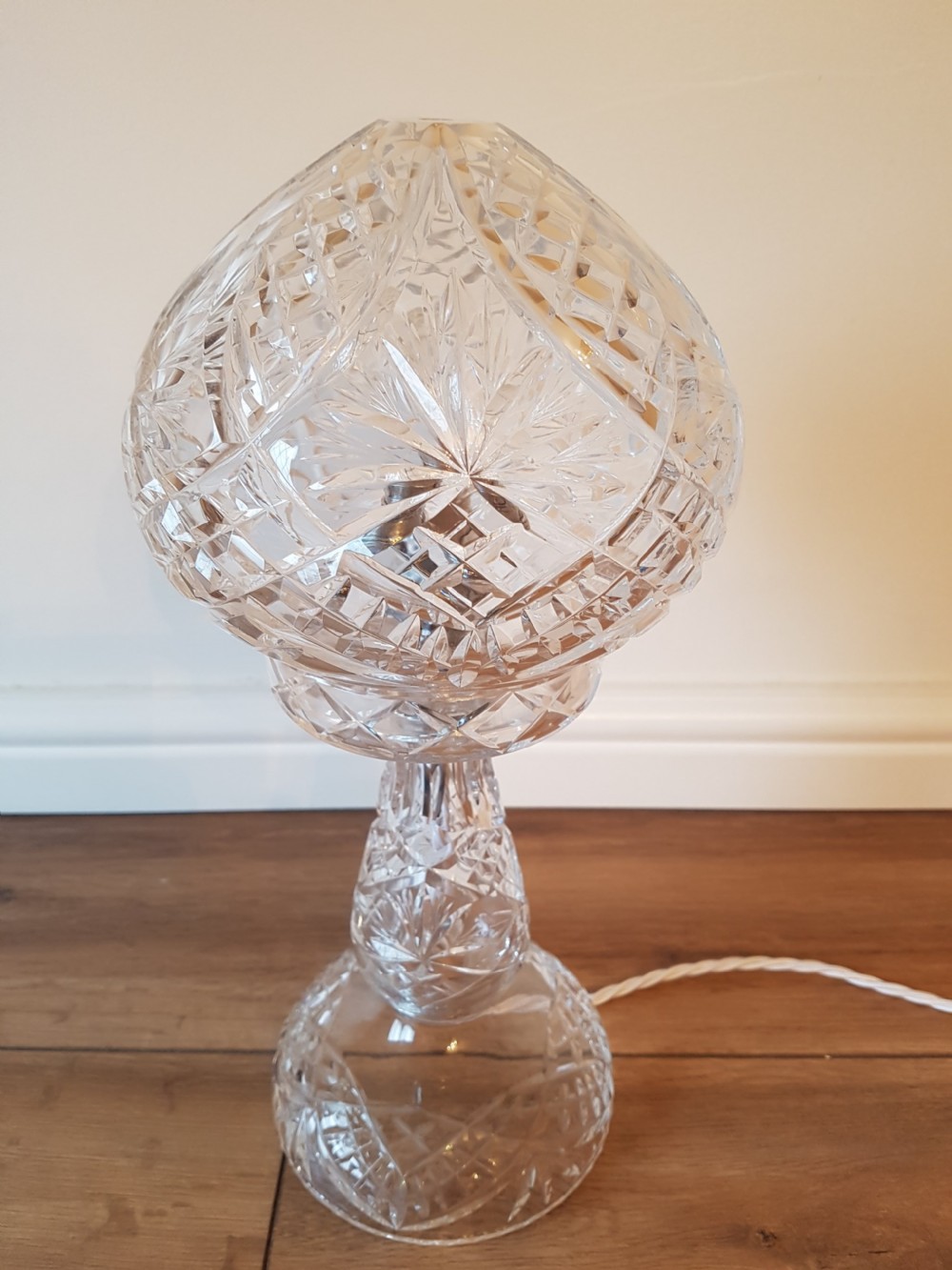 1920's Cut Crystal Mushroom Table Lamp; PAT Tested View VIII