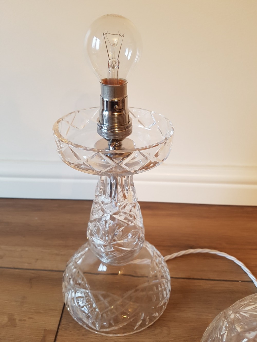 1920's Cut Crystal Mushroom Table Lamp; PAT Tested View X