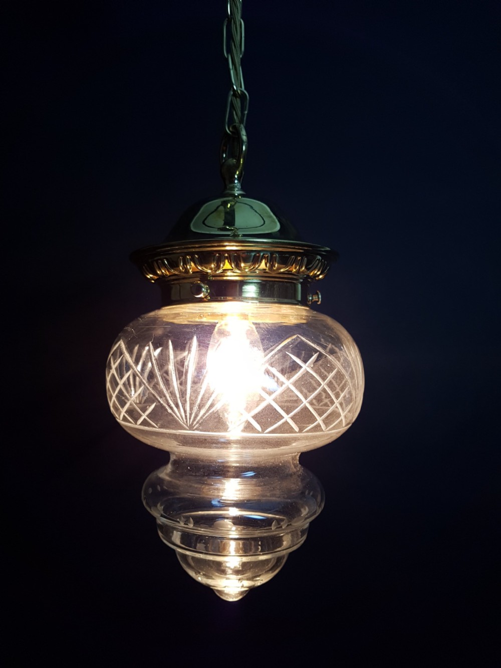 (no 3 of 4) Cut Glass Ceiling Pendant Lights. Fully Rewired View III