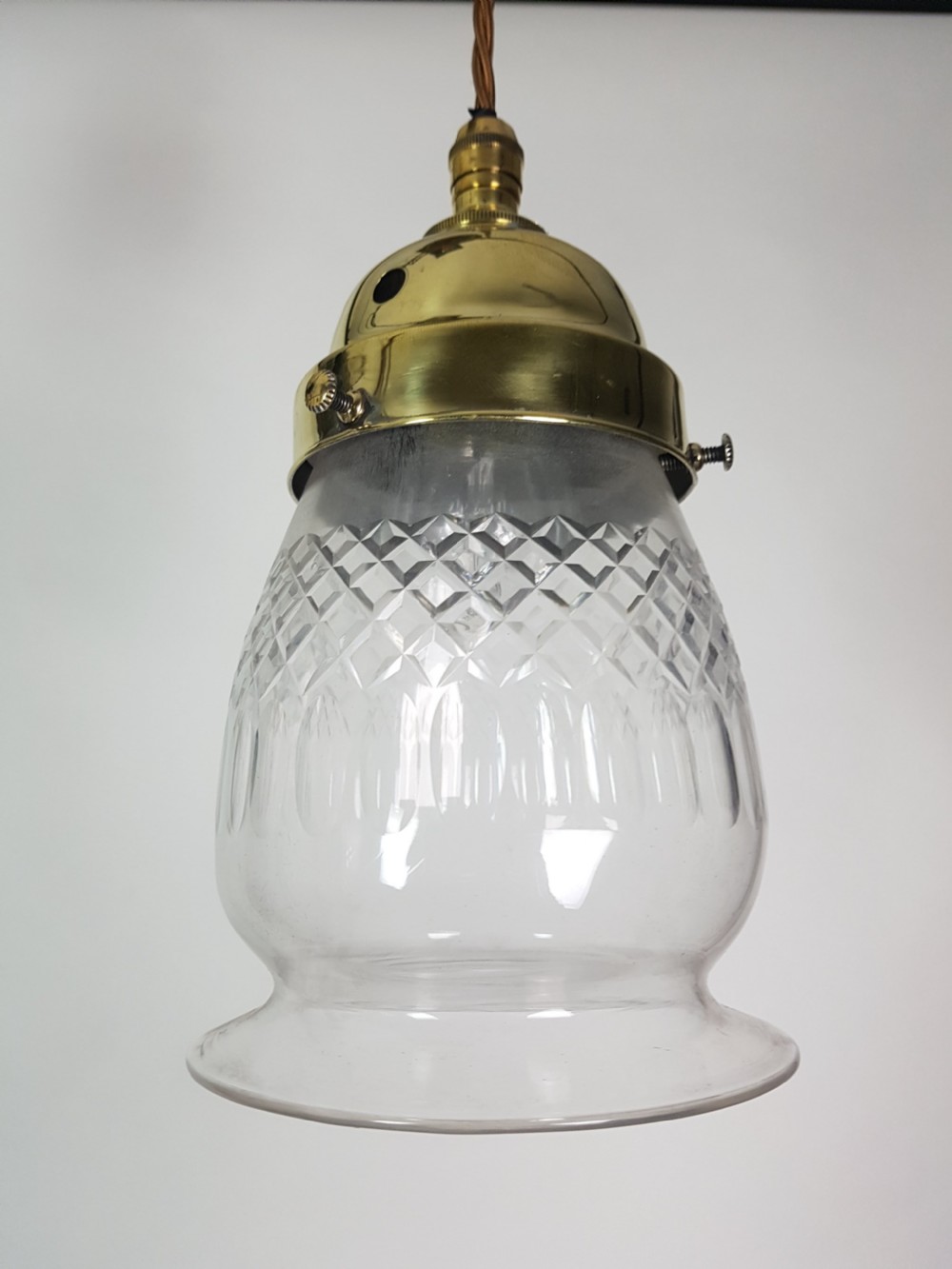 Edwardian Cut Crystal Ceiling Light Pendant; Rewired