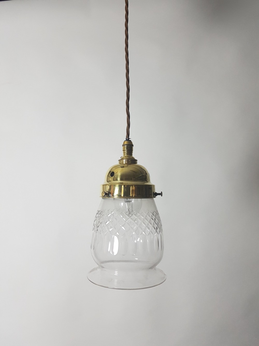 Edwardian Cut Crystal Ceiling Light Pendant; Rewired View II