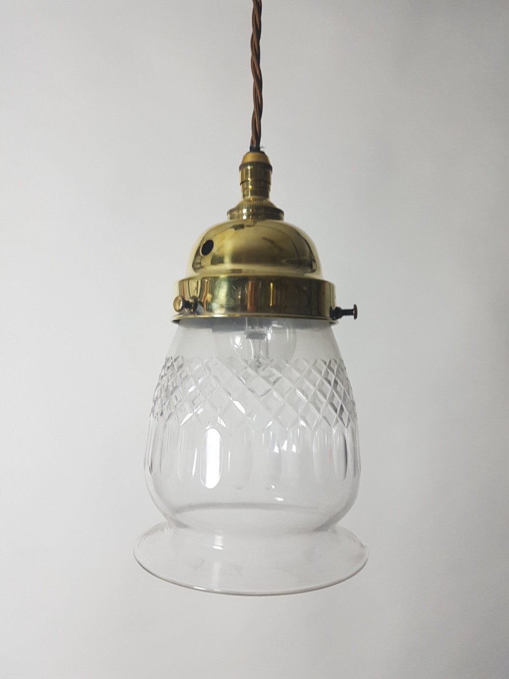 Edwardian Cut Crystal Ceiling Light Pendant; Rewired View III