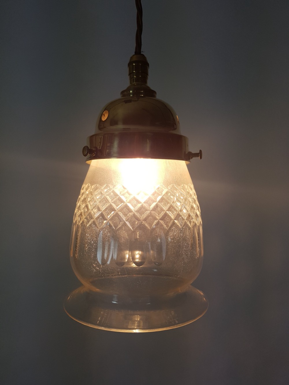 Edwardian Cut Crystal Ceiling Light Pendant; Rewired View IV