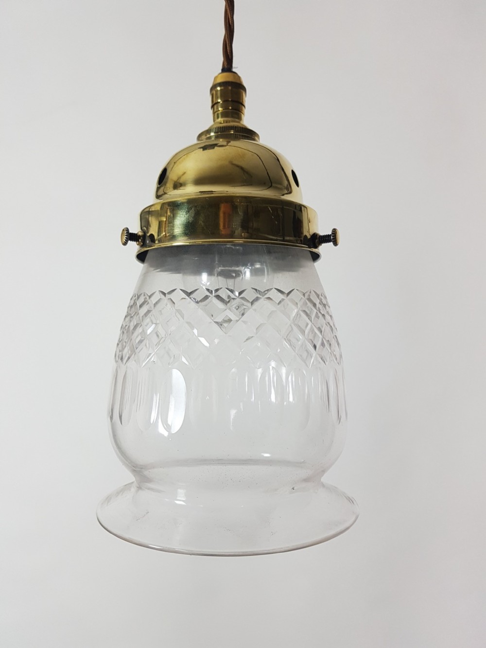 Edwardian Cut Crystal Ceiling Light Pendant; Rewired View VI