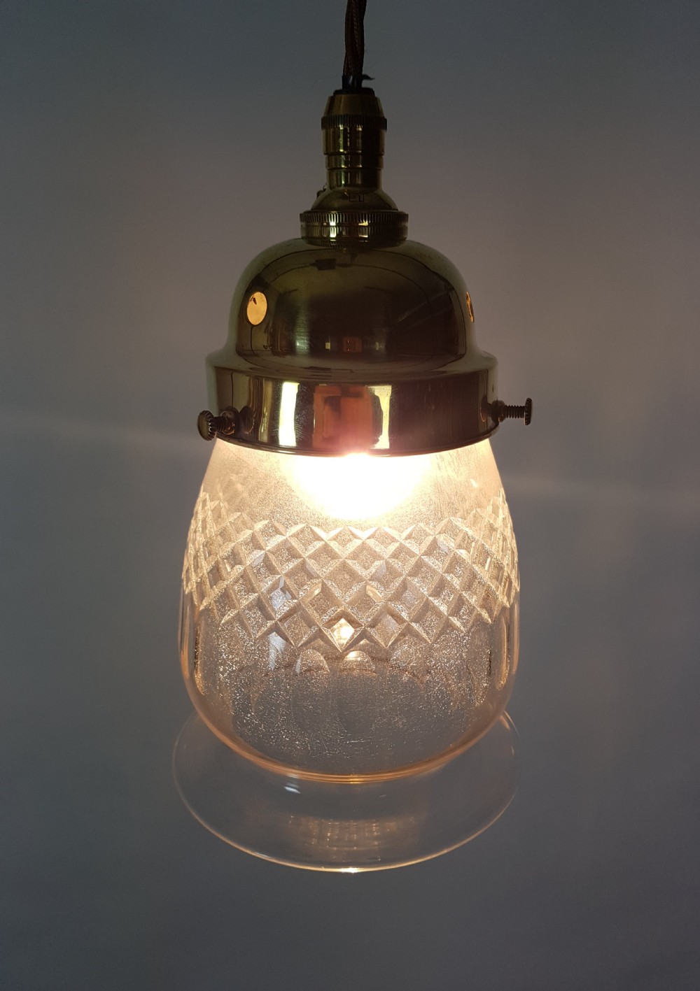 Edwardian Cut Crystal Ceiling Light Pendant; Rewired View VII