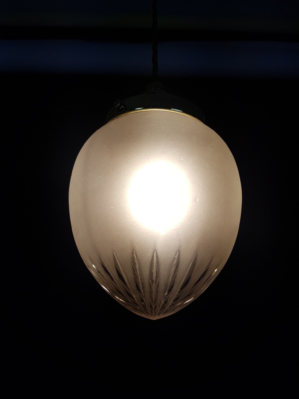 Edwardian Frosted Cut Glass Ceiling Pendant Light; rewired View III