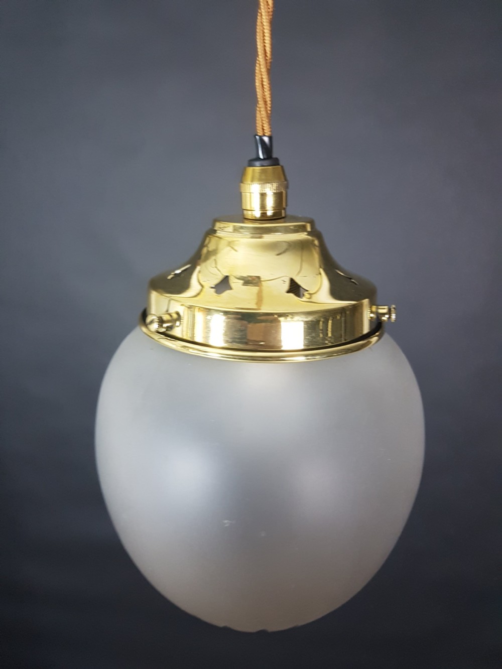 Edwardian Frosted Cut Glass Ceiling Pendant Light; rewired View VI