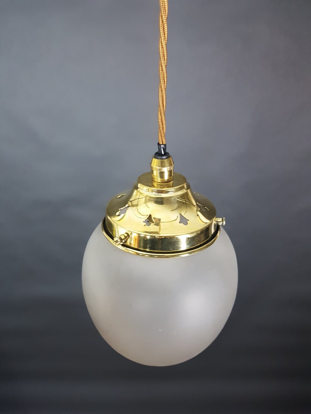 Edwardian Frosted Cut Glass Ceiling Pendant Light; rewired View VIII