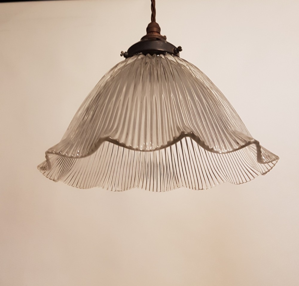 Edwardian Holophane Ceiling Light (No 3 of 4); Distressed Gallery. Rewired View II