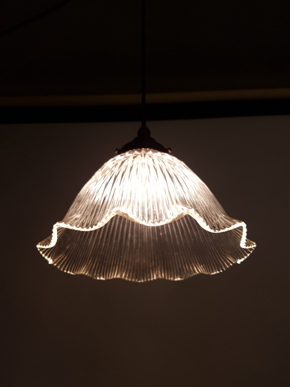 Edwardian Holophane Ceiling Light (No 3 of 4); Distressed Gallery. Rewired View VIII