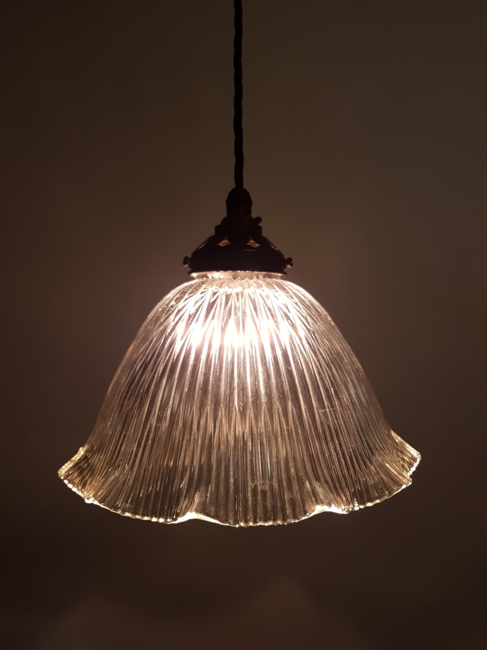 Edwardian Holophane Ceiling Light (No 4 of 4); Distressed Gallery. Rewired View III