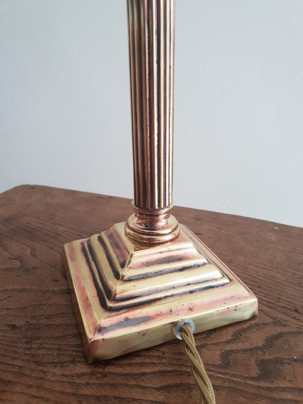 Small Brass c1910 Corinthian Column Table Lamp; Rewired & PAT Tested View V