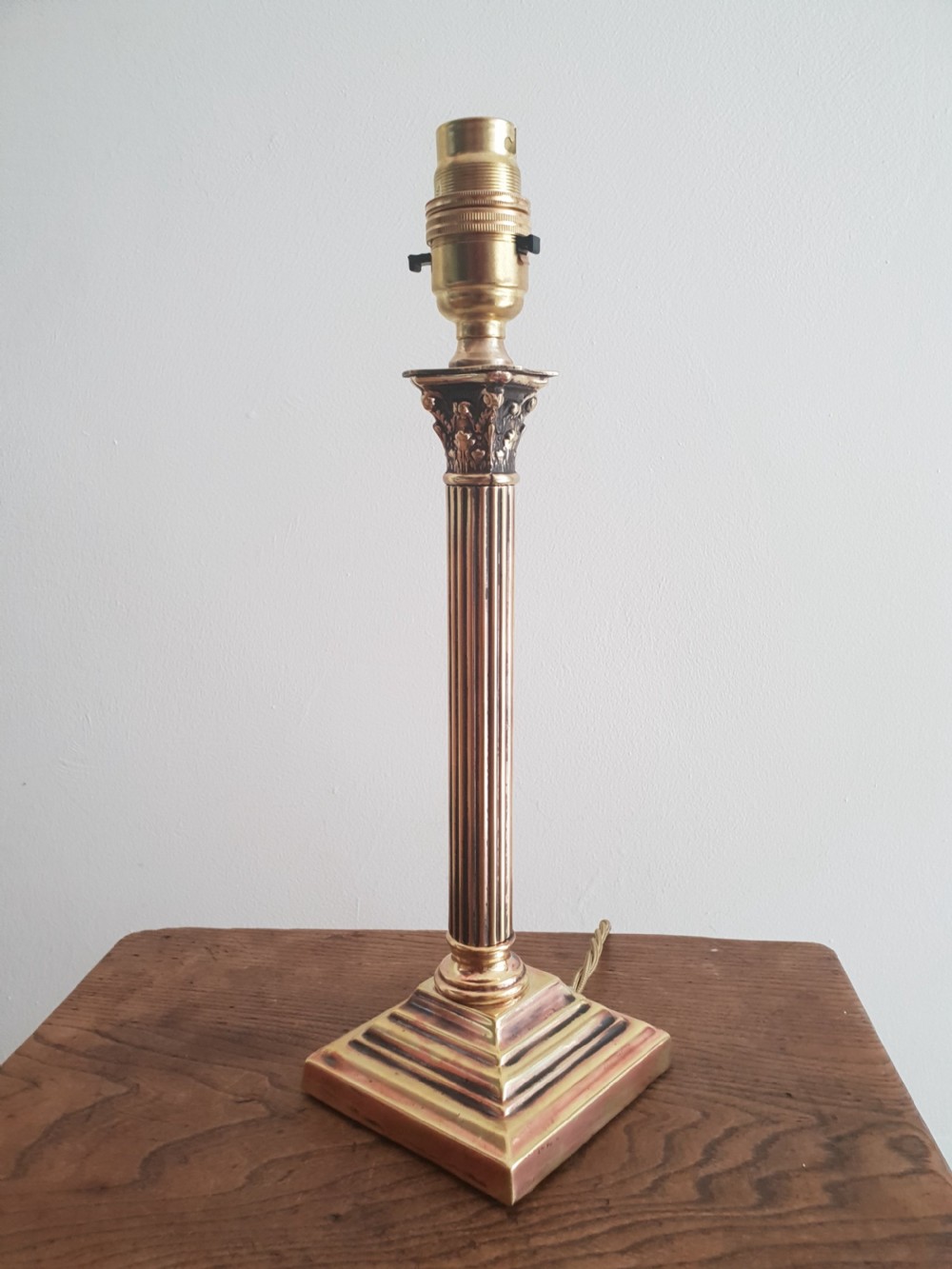 Small Brass c1910 Corinthian Column Table Lamp; Rewired & PAT Tested View VIII
