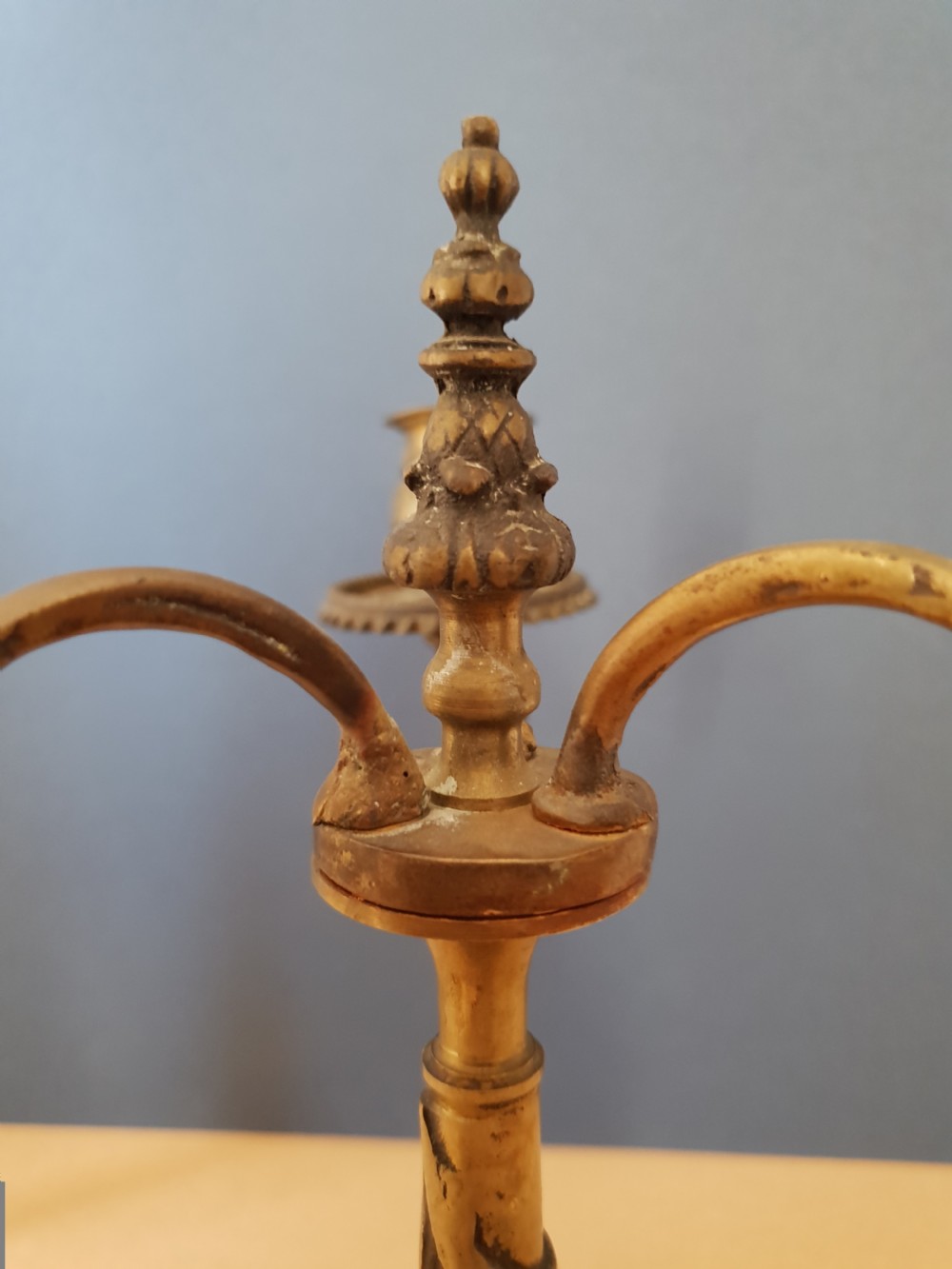 Pair of Victorian Brass Candlearbra, Untouched Condition View VI