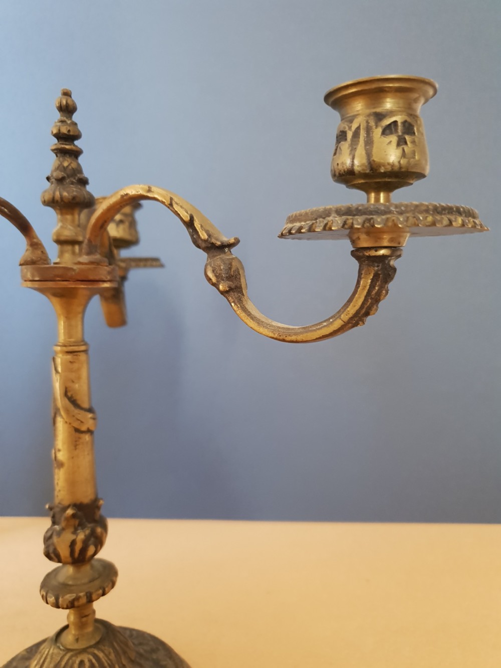 Pair of Victorian Brass Candlearbra, Untouched Condition View VII