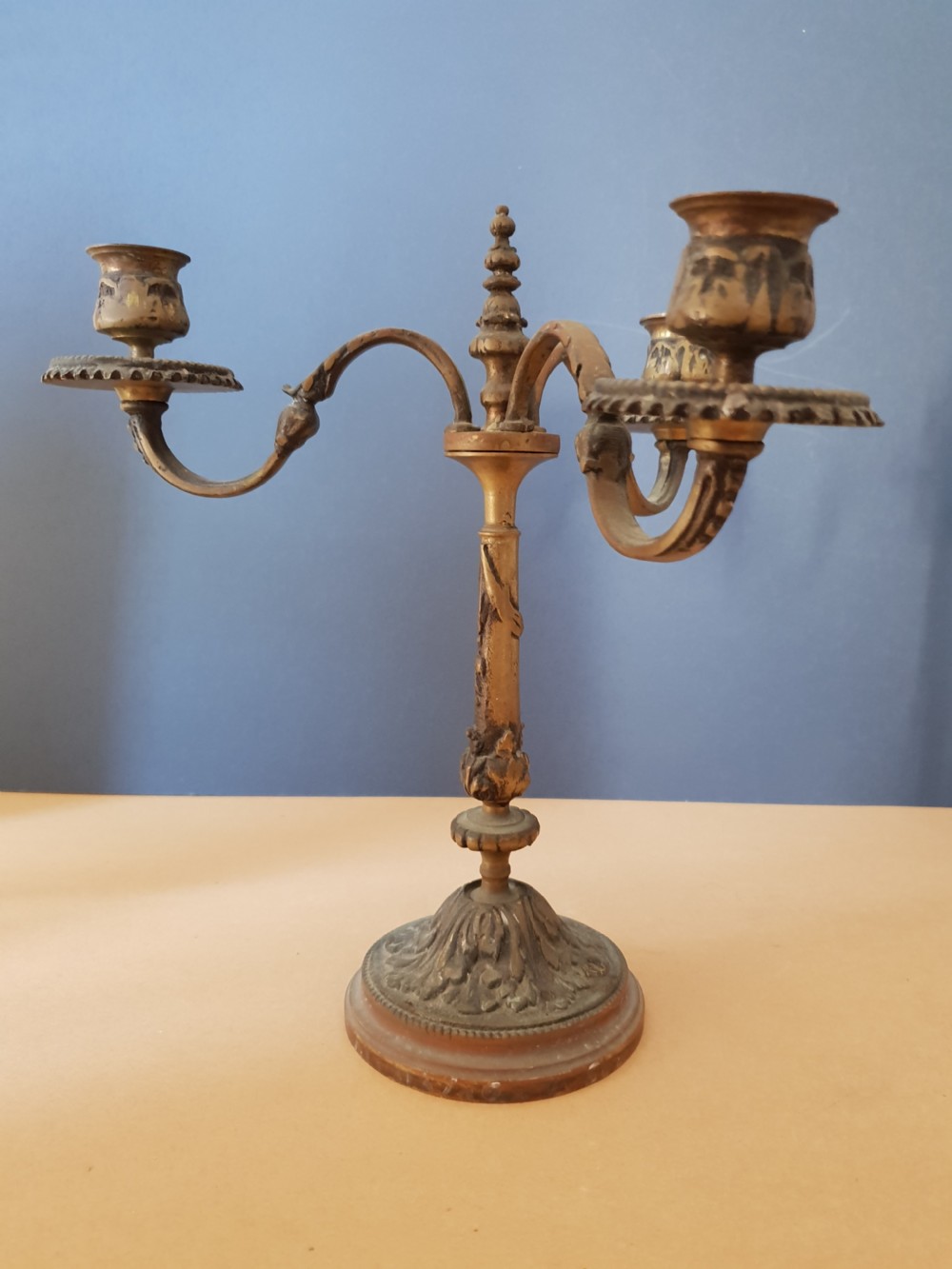 Pair of Victorian Brass Candlearbra, Untouched Condition View VIII