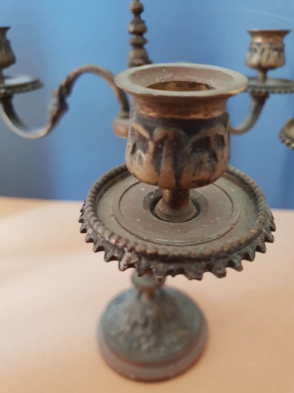 Pair of Victorian Brass Candlearbra, Untouched Condition View IX
