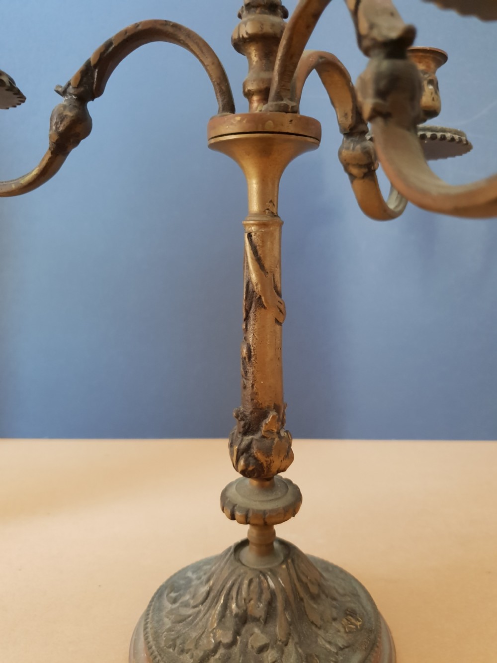 Pair of Victorian Brass Candlearbra, Untouched Condition View X