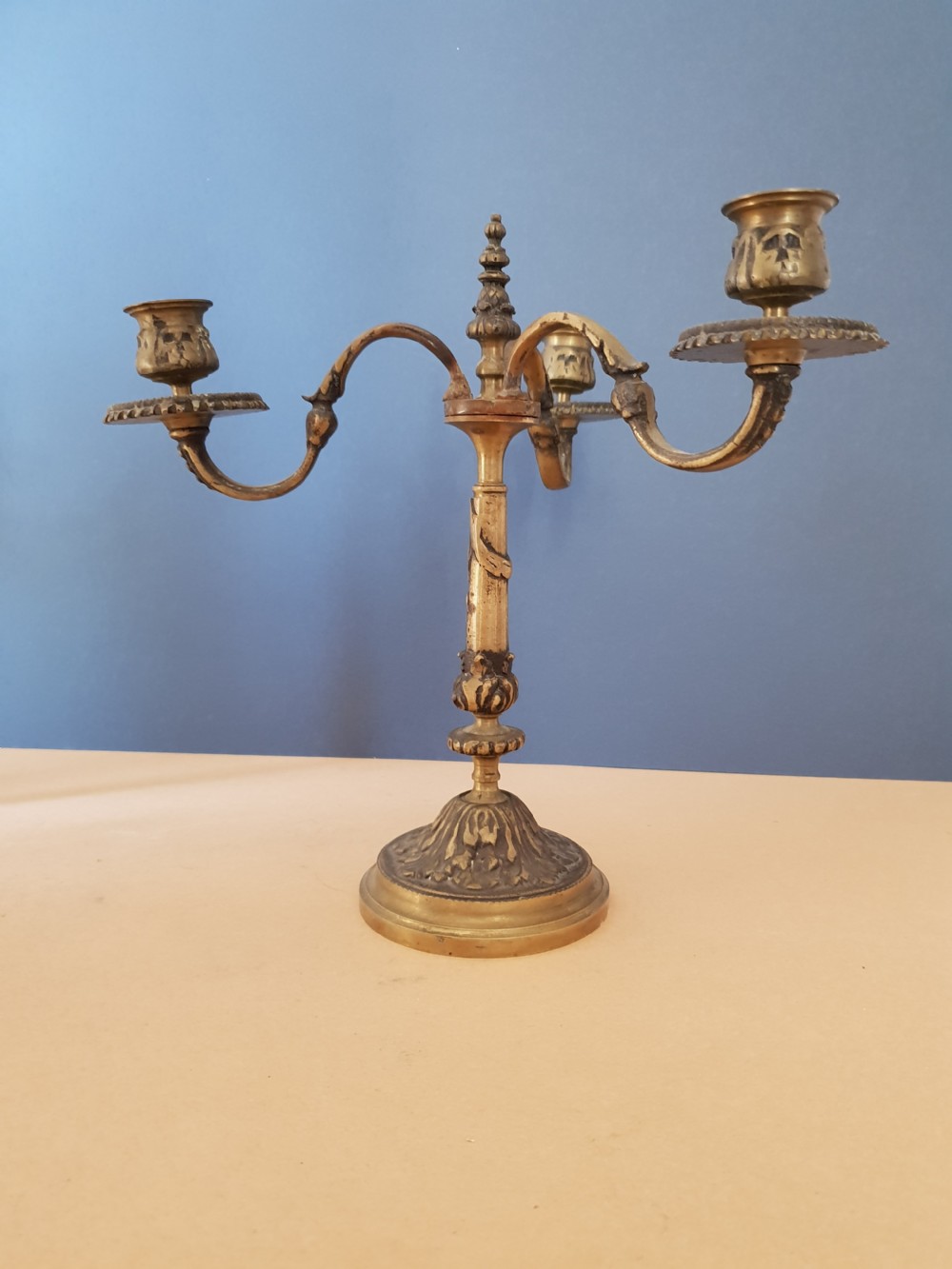 Pair of Victorian Brass Candlearbra, Untouched Condition View XI