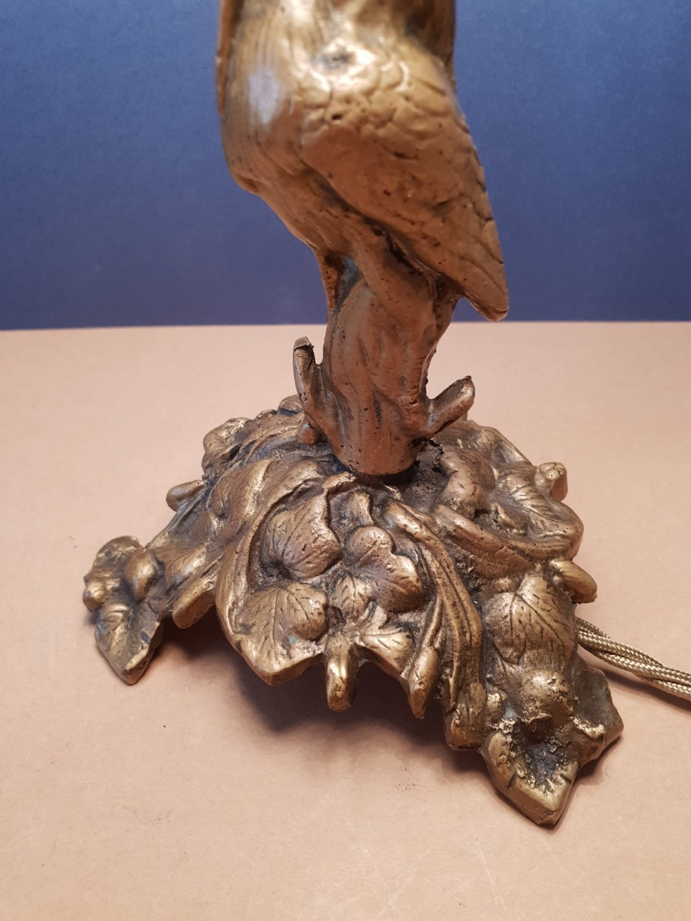 Small Stork Gilded Table Lamp with Fabric Shade View III
