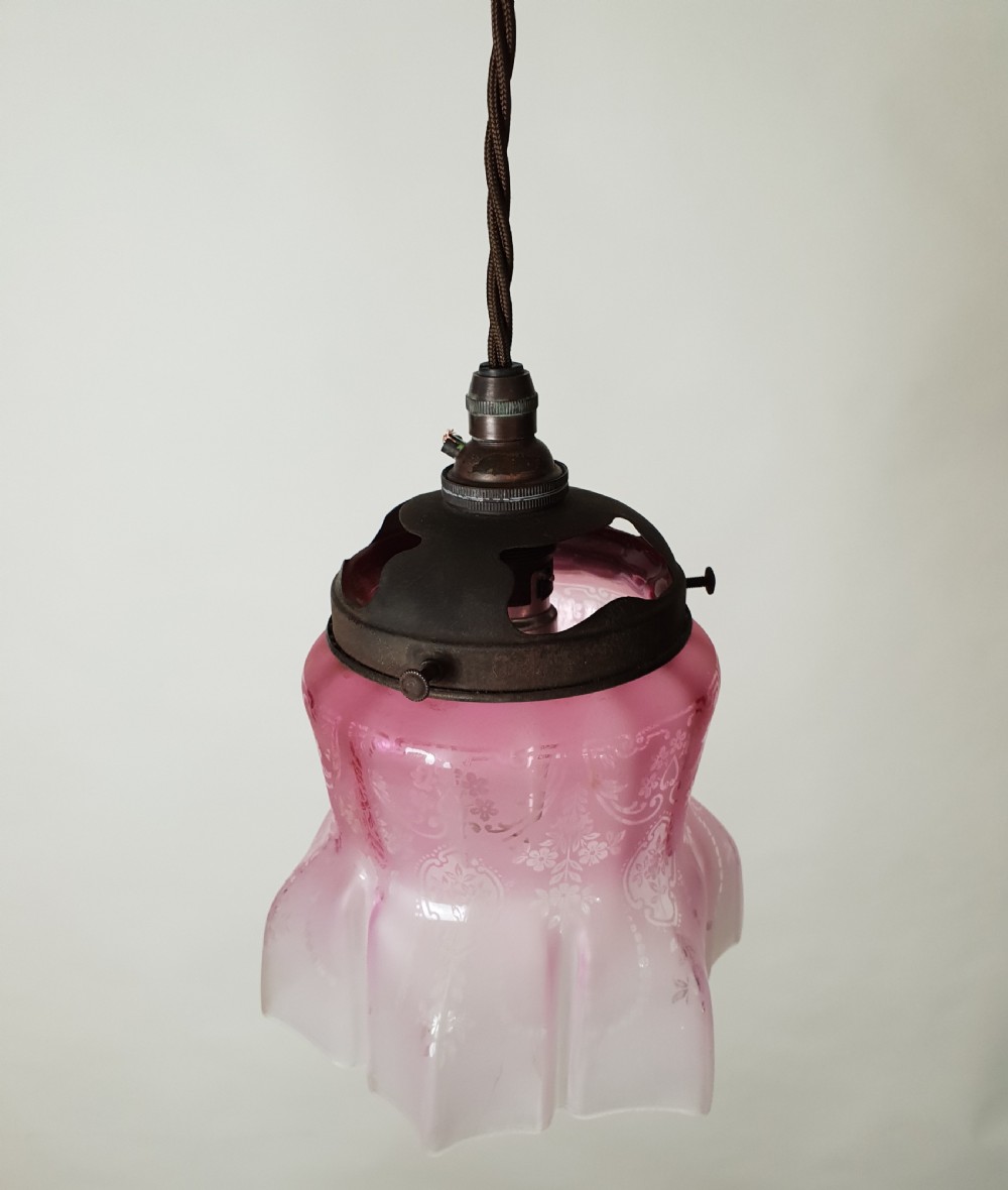 Cranberry Ceiling Light with Distressed Gallery, Rewired  View II