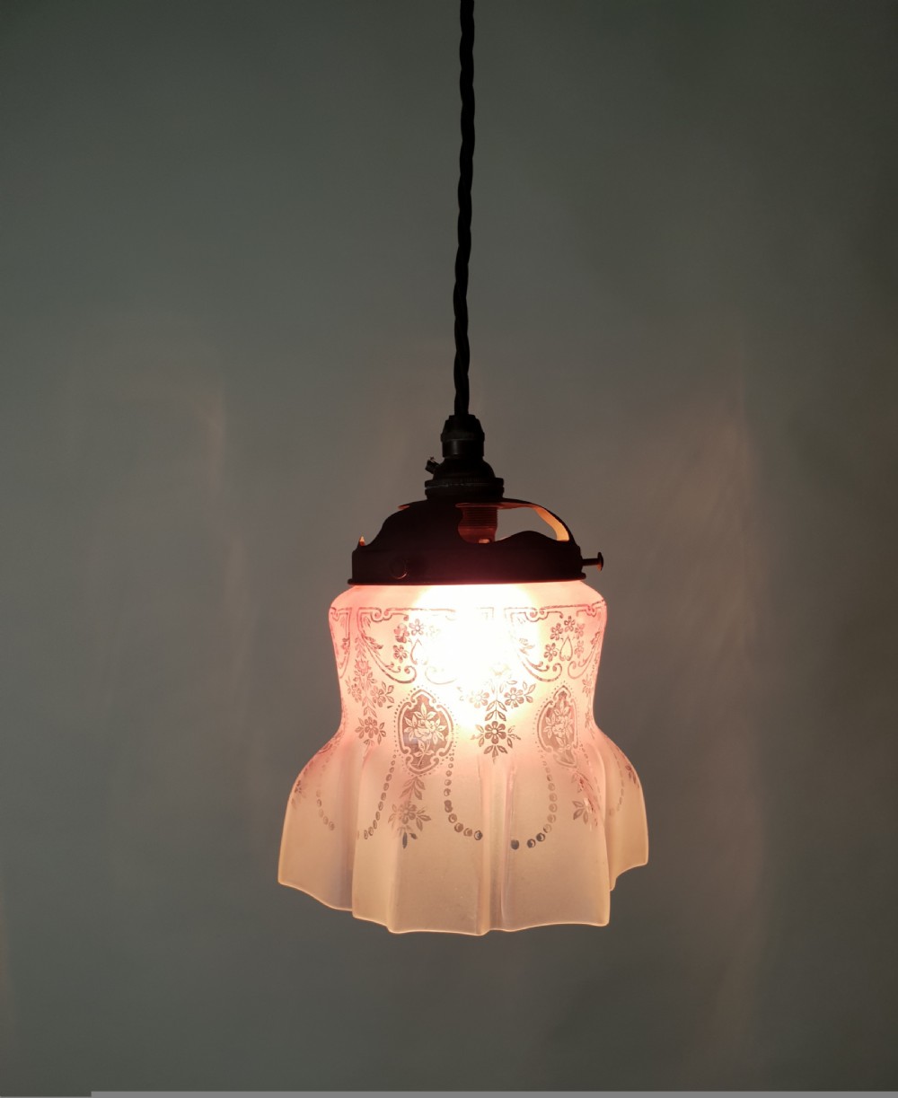 Cranberry Ceiling Light with Distressed Gallery, Rewired  View III