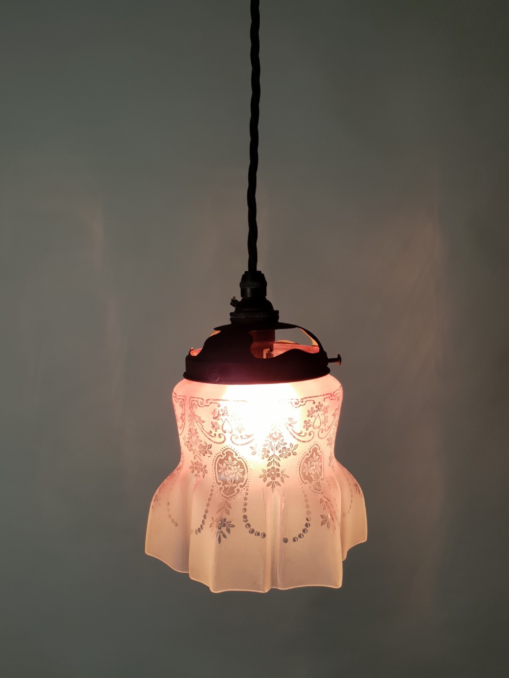 Cranberry Ceiling Light with Distressed Gallery, Rewired  View IV