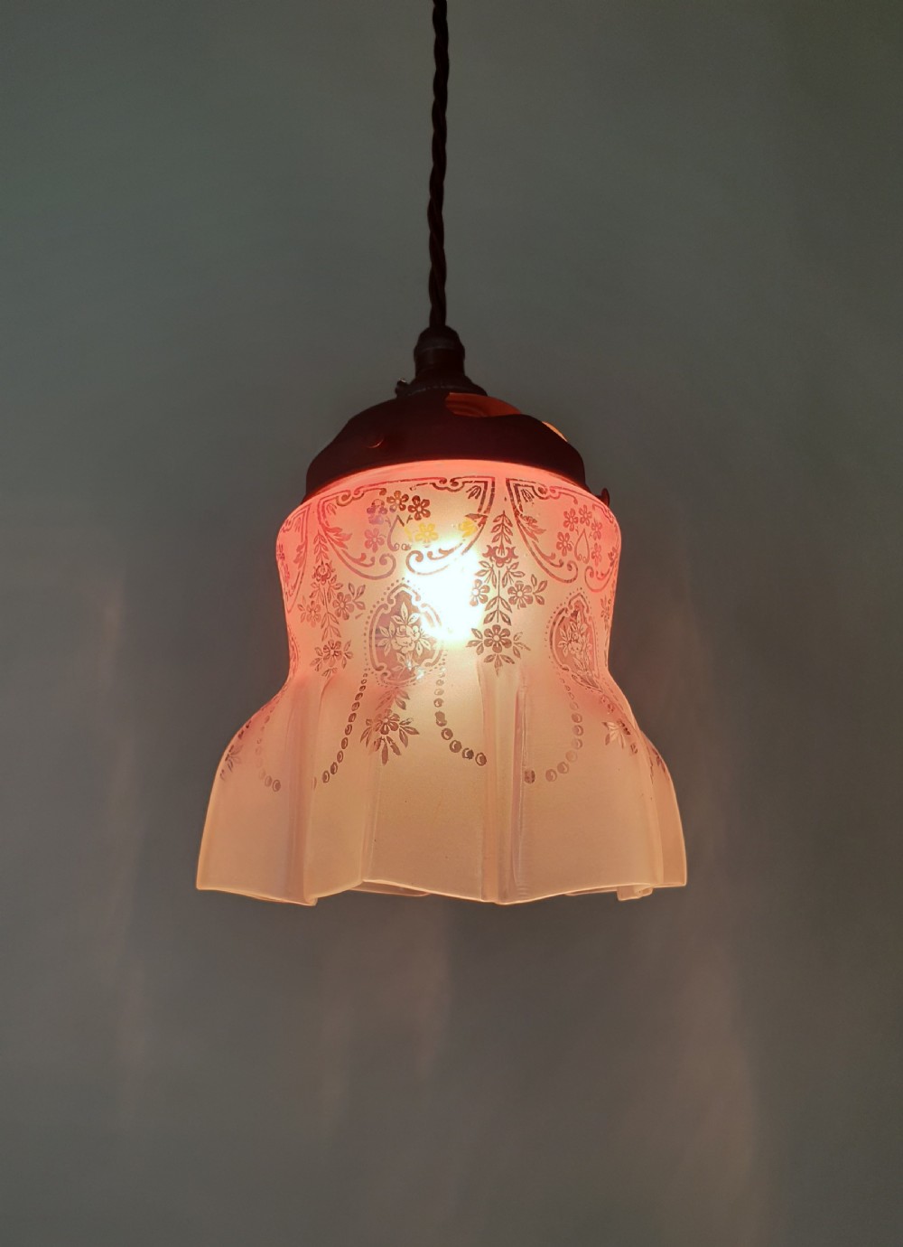 Cranberry Ceiling Light with Distressed Gallery, Rewired  View V